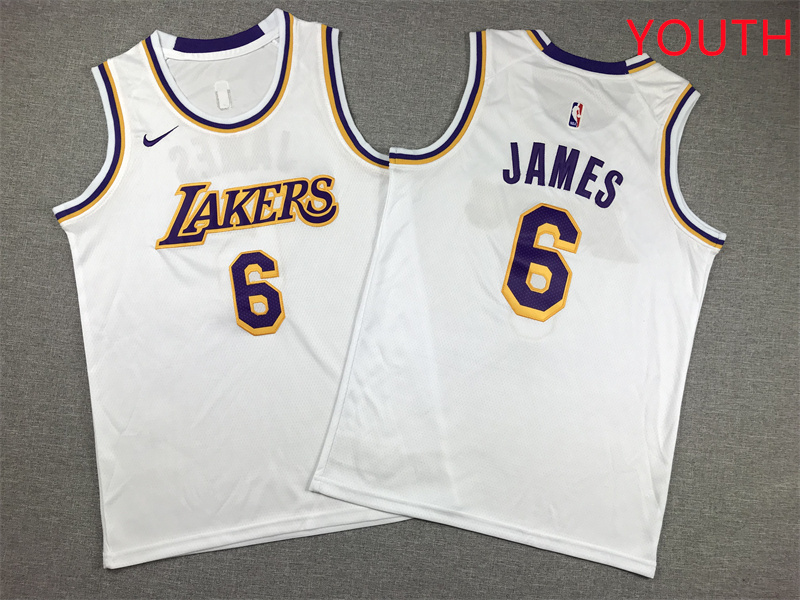 Youth Los Angeles Lakers #6 James White Nike 2025 NBA Jersey style 2
